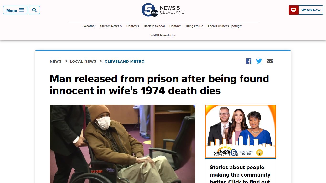 Man released from prison after being found innocent in wife's ... - WEWS