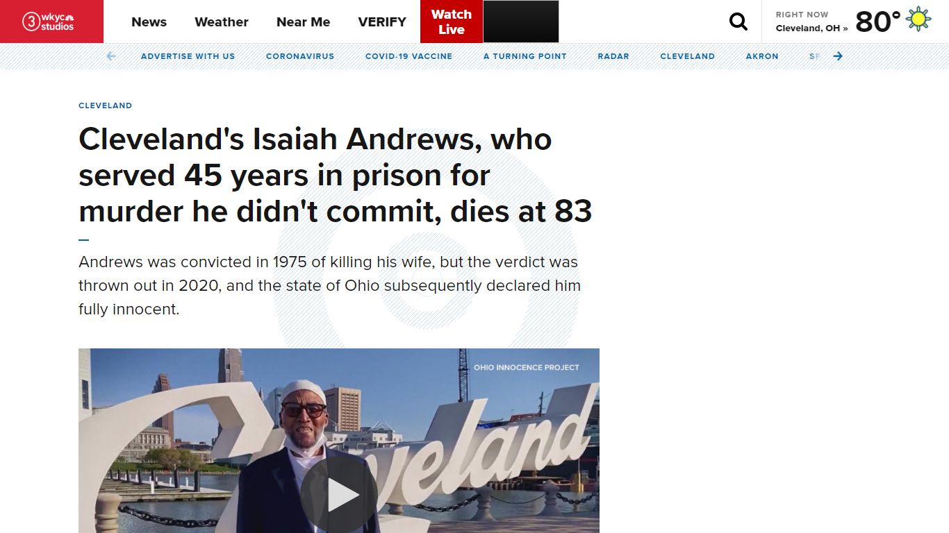 Isaiah Andrews, wrongfully imprisoned 45 years for murder, dies - WKYC